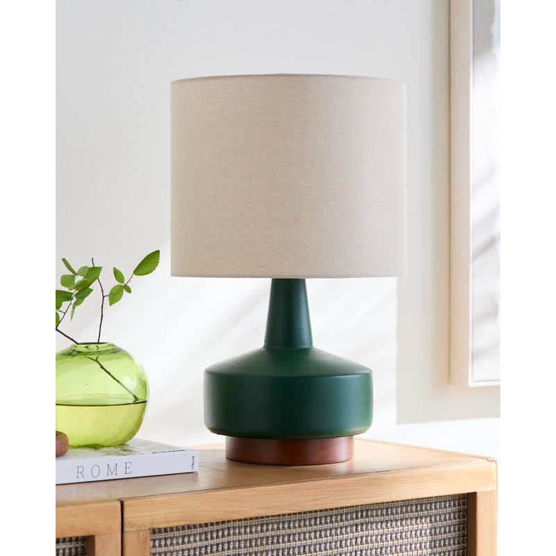 Ceramic Table Lamp, Beige, Green