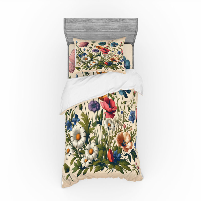 Polyester Floral Duvet Cover, Twin Extra Long Duvet Cover + 2 Additional Pieces