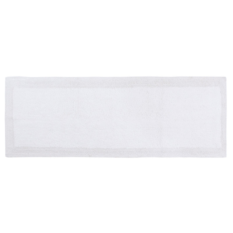 Bruss Luxury Solid Color Bath Rug Reversible, White, 21" W x 54" L