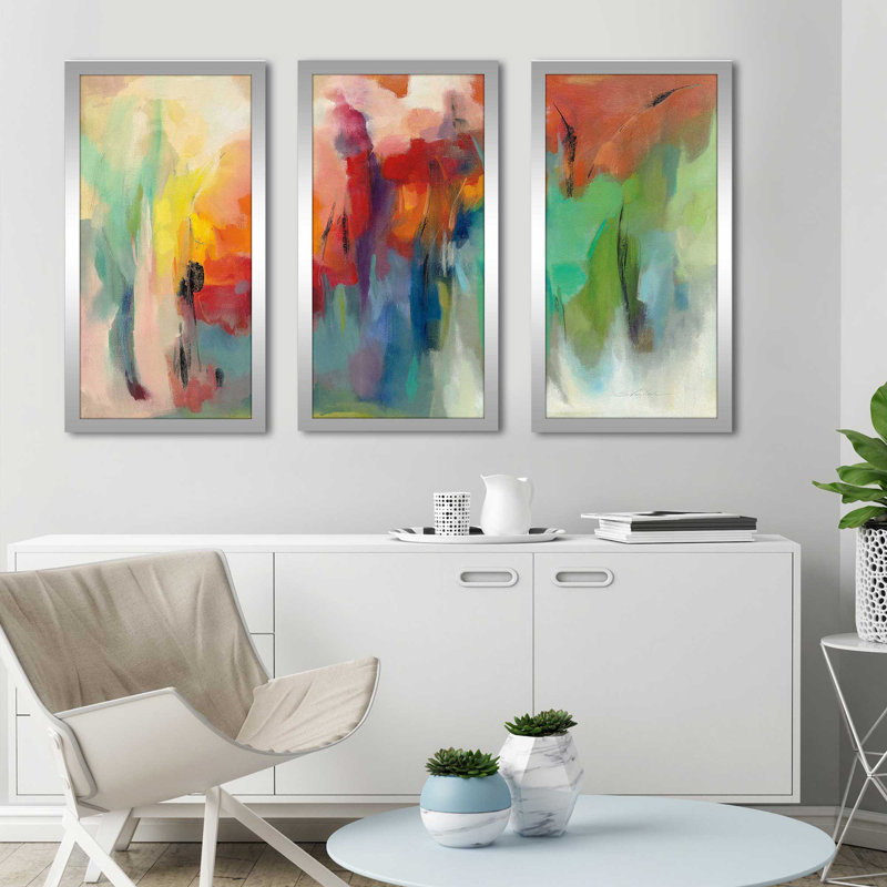 Mars arc-en-ciel - peinture sur cadre 3 pièces, L 52,5 po x H 33,5 po x P 1 po
