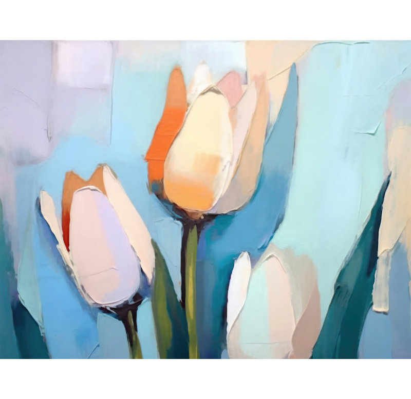 "Tulipes 4" sur toile, H 20 po x l 24 po