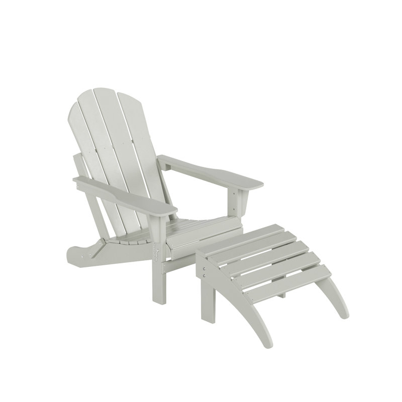 Chaise Adirondack pliante en plastique avec repose-pieds Laguna, Gris sableux