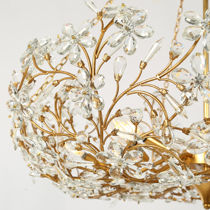 12-Light Dimmable Flower Crystal Chandelier