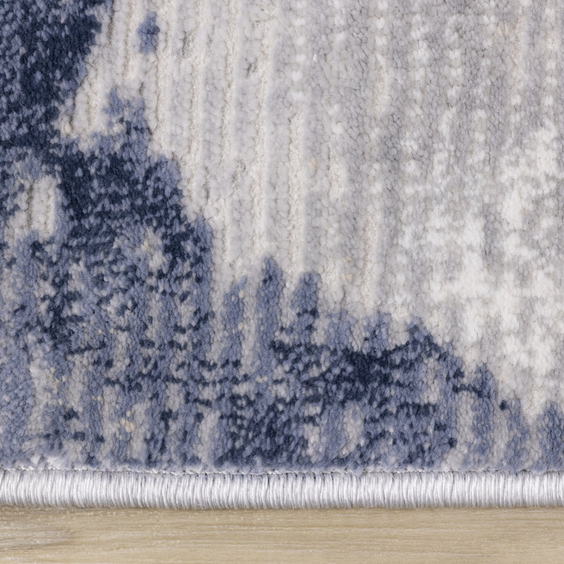 Tapis bleu gris délavé Altenburg Collection, Rectangle 5 pi 3 po x 7 pi 7 po