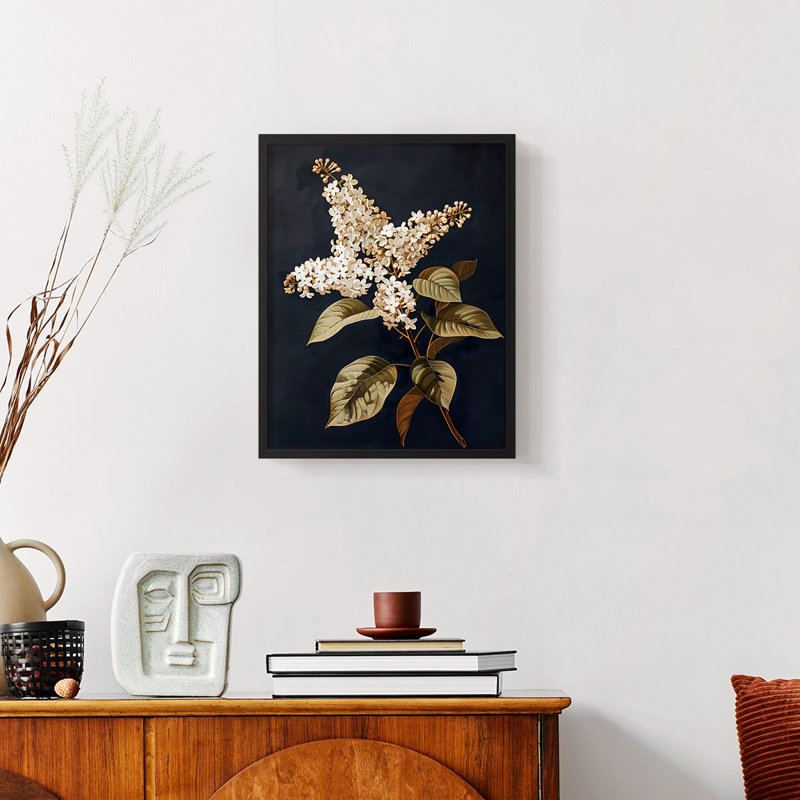 Série FLORAL CLVII - reproduction encadrée de qualité supérieure - prête à être accrochée - aucun clou requis, Cadre noir