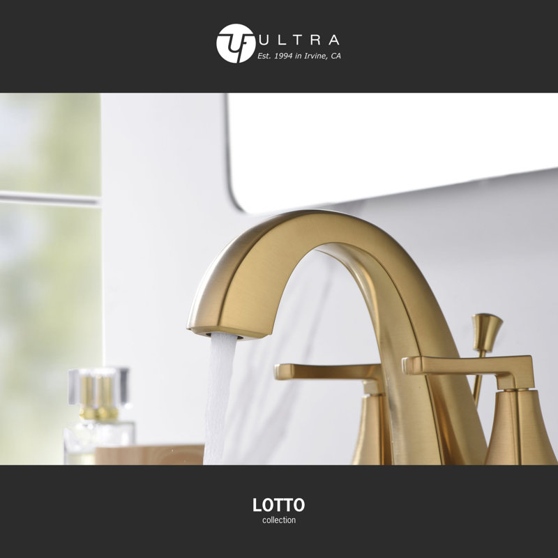 Brushed Gold 2-Handle Centerset Bathroom Faucet with Drain Assembly