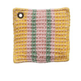 Cotton Waffle Weave Pot Holder With Leather Loop