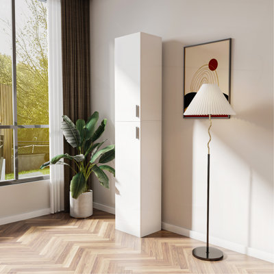 Armoire autoportante polyvalente pour la cuisine, le salon et le bureau avec tablettes ajustables et deux portes