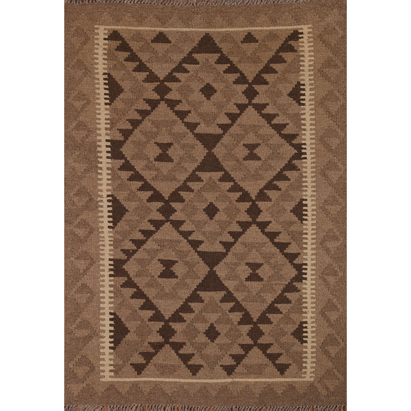 Tapis oriental kilim réversible en laine 4 x 5