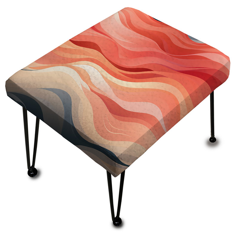 Rose et corail vague horizon - repose-pieds rectangulaire bord de mer
