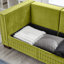Décoration moderne en velours à 2 places avec accoudoirs carrés, sièges confortables, espace de rangement et housses amovibles, accoudoirs cloutés argentés, pieds en bois massif, coussin