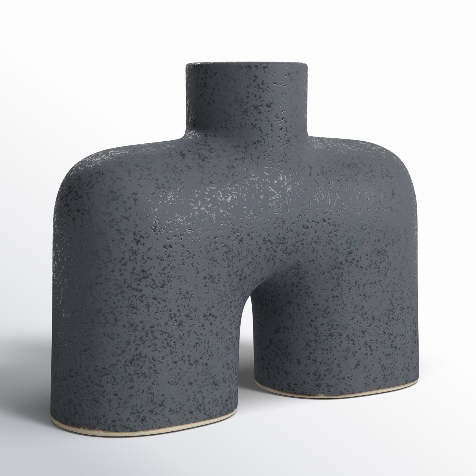 Sharee Stoneware Table Vase, Black, 9" H x 10.9" W x 3.55" D