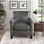 Meuble d'appoint traditionnel gris, base en bois massif, cuir, fauteuil classique avec coussins de siège en gris et structure en contreplaqué, rembourrage en mousse, sièges en cuir