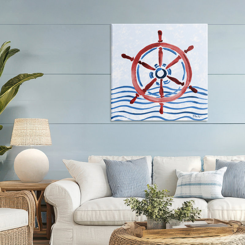 Toile de la barre brossée nautique, design par Paul Brent, H 36 po x l 36 po