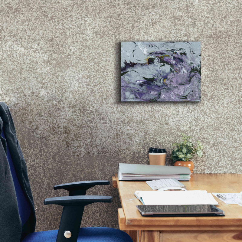 «Abstract in Purple IV» par Cindy Jacobs, art mural sur toile, H 12 po x l 16 po x P 0,75 po