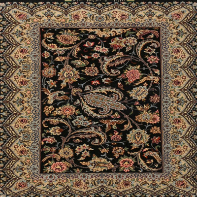 Tapis traditionnel noir / vert / bleu