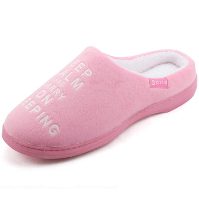Memory Foam Slippers-Pink-L
