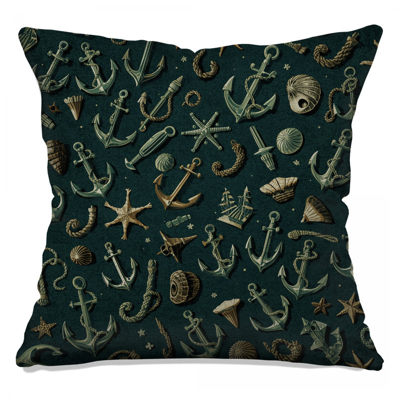 Nautical Anchors Shells Double Sided Throw Pillows, 16 x 16 inches