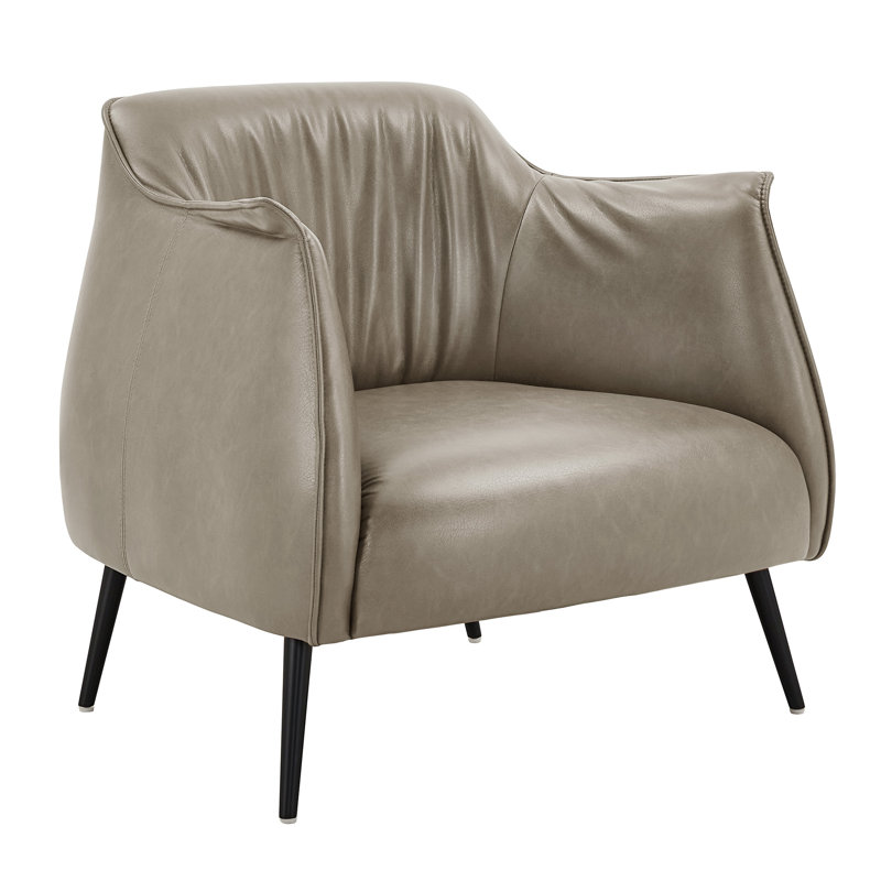 Fauteuil demi-tonneau en faux cuir Rangins, Taupe