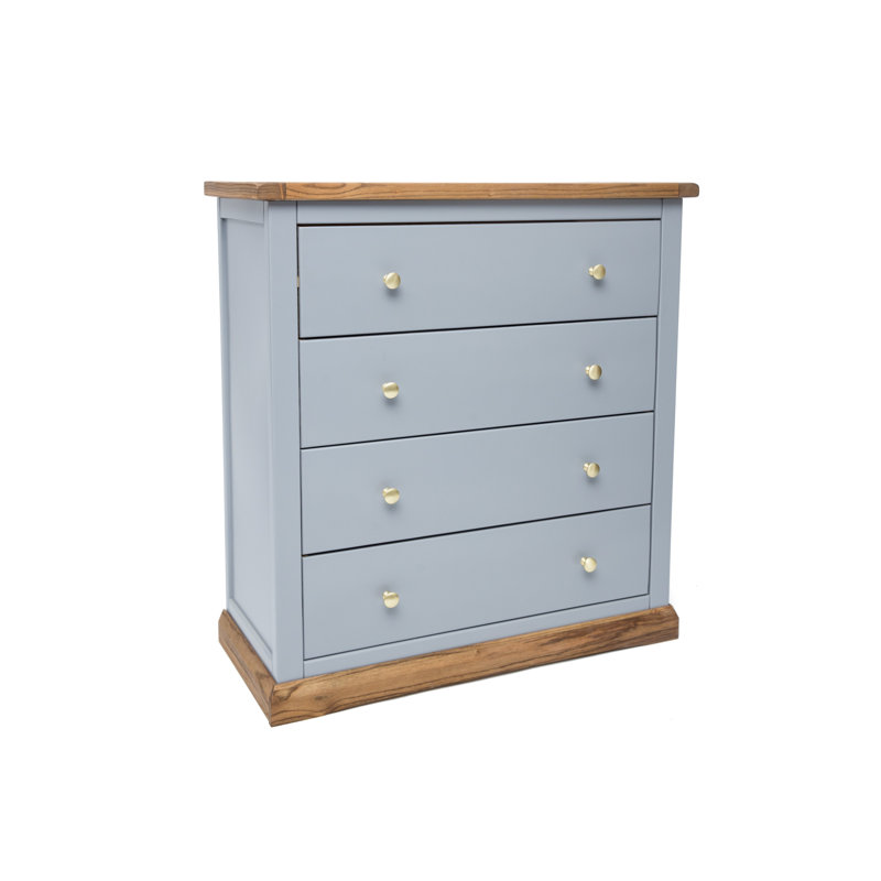 Durham 90cm W 4 - Drawer Chest of Drawers, Grey/Gold