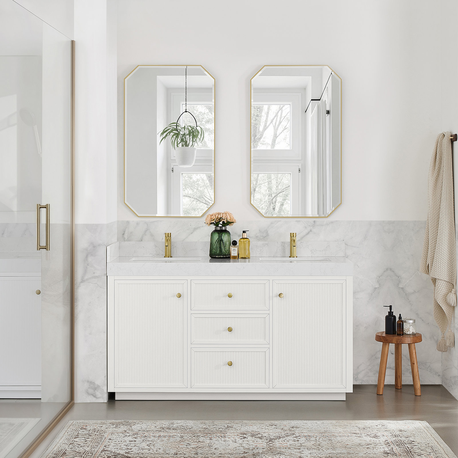 Thea 60" Double Bathroom Vanity, White