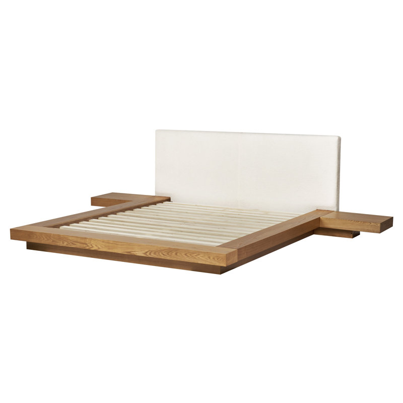 Ronish Upholstered Bed, Kingsize (5'), Light Brown/White