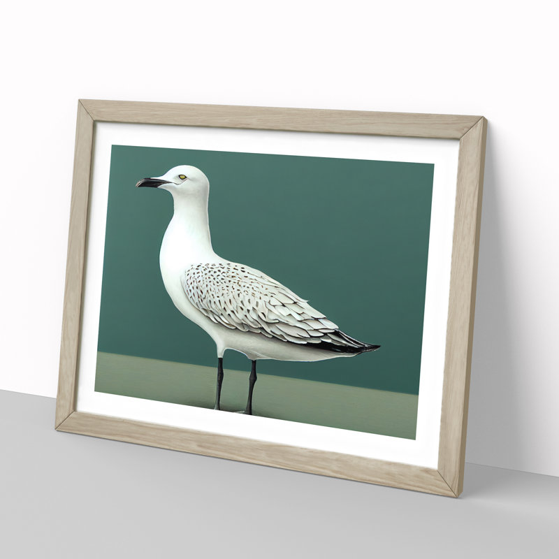 View Of A Seagull - Framed Print, 34cm H x 46cm W x 2cm D, Oak