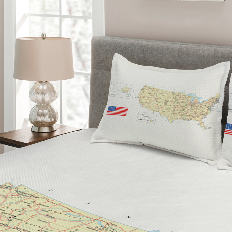 Wanderlust Eclectic Polyester Coverlet, King Bedspread + 2 Shams