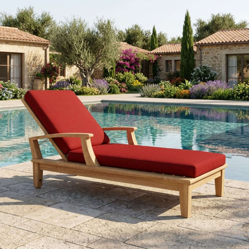 Brianna Outdoor Teak Chaise Lounge