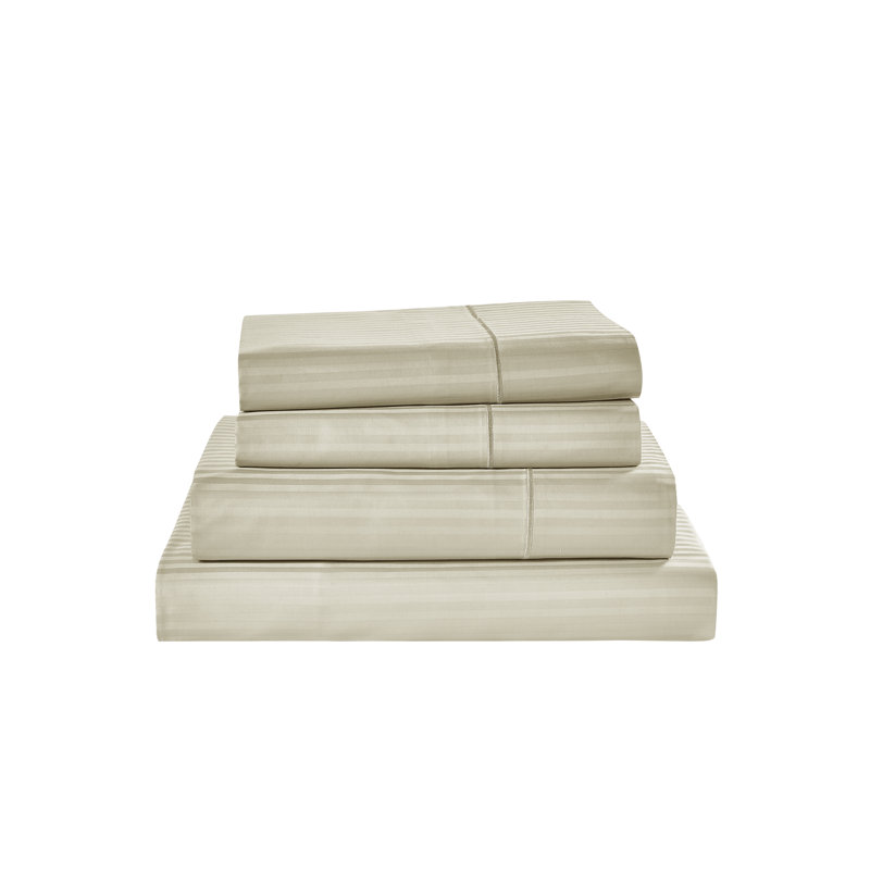 Ensemble de draps 100% coton à longues fibres 500 fils Kathy Ireland Heirloom (4 pièces), Beige