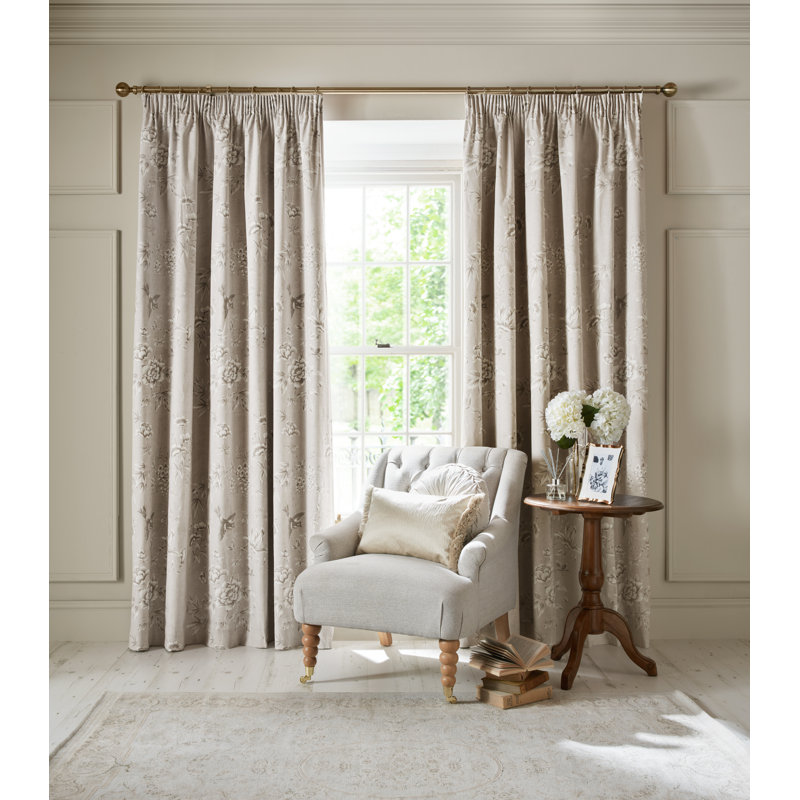 Laura Ashley 100% Cotton Curtain Panel Pair, 64X54