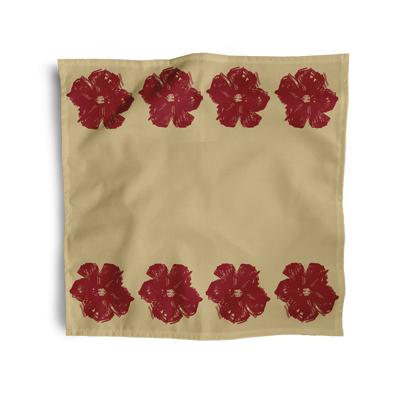 Cleothis Painted Flower Napkins, Red