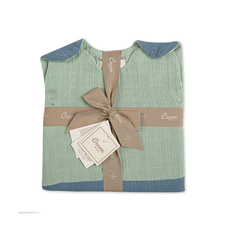 Green and Blue Baby Wearable Blanket, 100% Cotton Exterior, 1.2 TOG By Crane Baby, Blue/Green