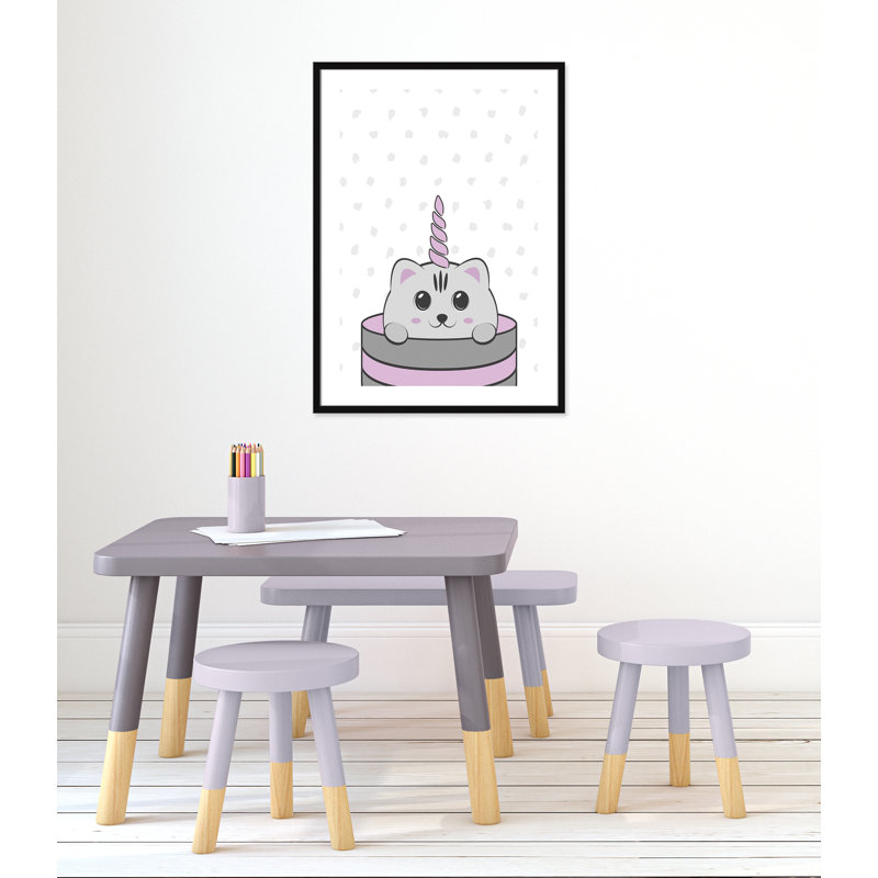 Caticorn I, art encadré, H 34,5 po x l 24,5 po x P 1,18 po, Structure noire
