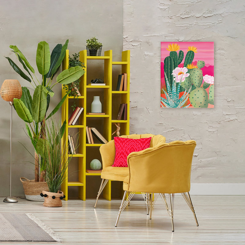Coucher de soleil sur toile de cactus, design par Cat Thurman Designs, H 30 po x l 24 po