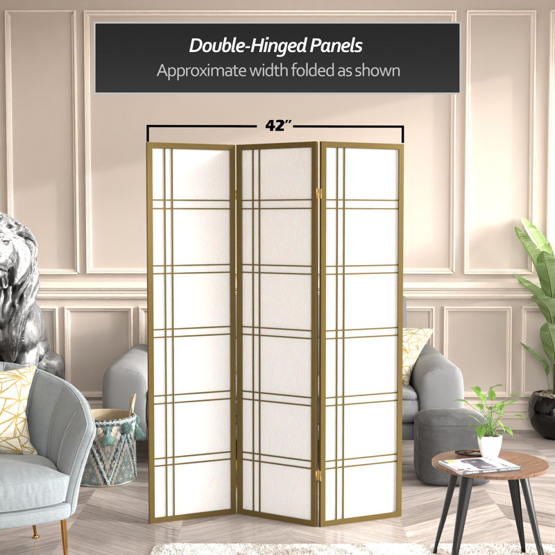 70.5" Tall Double Cross Shoji Panel Room Divider, Natural, 4, 5 ft