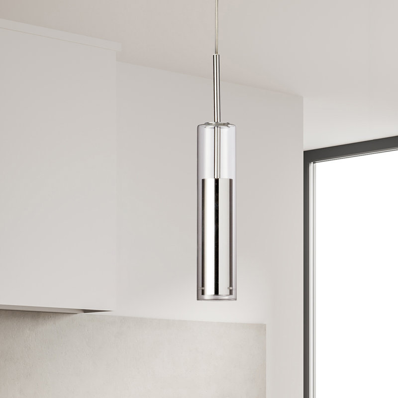Luminaire suspendu cylindrique à DEL Luna, Chrome poli