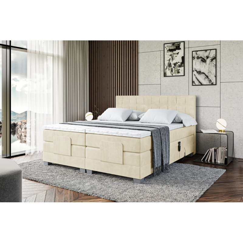 Mariella Pocket Spring Mattress Divan Bed Base, 140 x 200cm, Beige