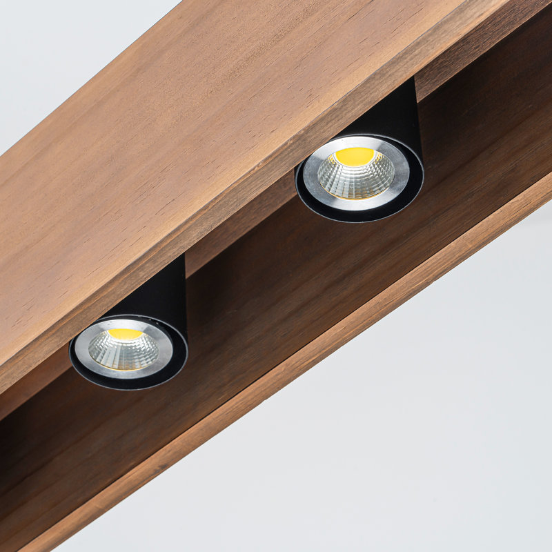 Luminaire suspendu en bois rustique à 6 lumières pour îlot de cuisine à intensité variable Flarescape