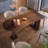 Nut-brown Half-circle Solid Wood Dining Table-134969417