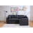 Donovan 84.5"W Black PVC Fabric Sleeper Sectional With USB Charger, Cupholders, Storage Arms