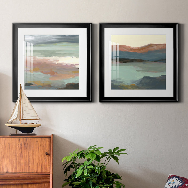 Ocean Bluff - ensemble de 2 peintures encadrées, H 30,5 po x l 61 po x P 1,5 po, Noir