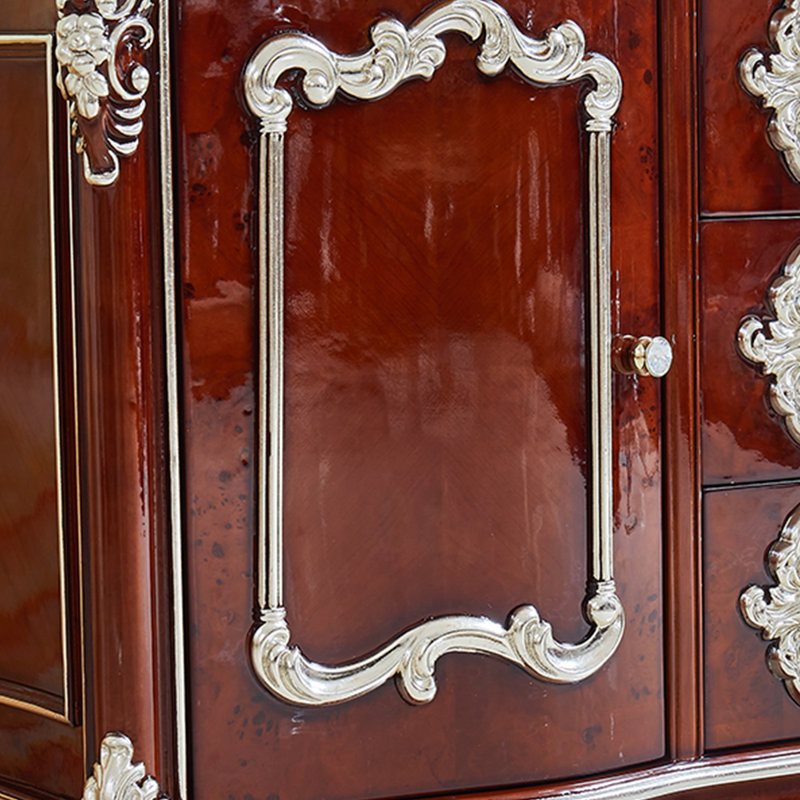 Armoire de rangement sculptée en bois massif avec tiroir