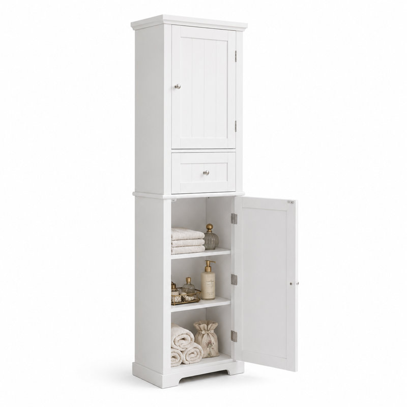 Armoire de rangement sur pied Denai, Blanc