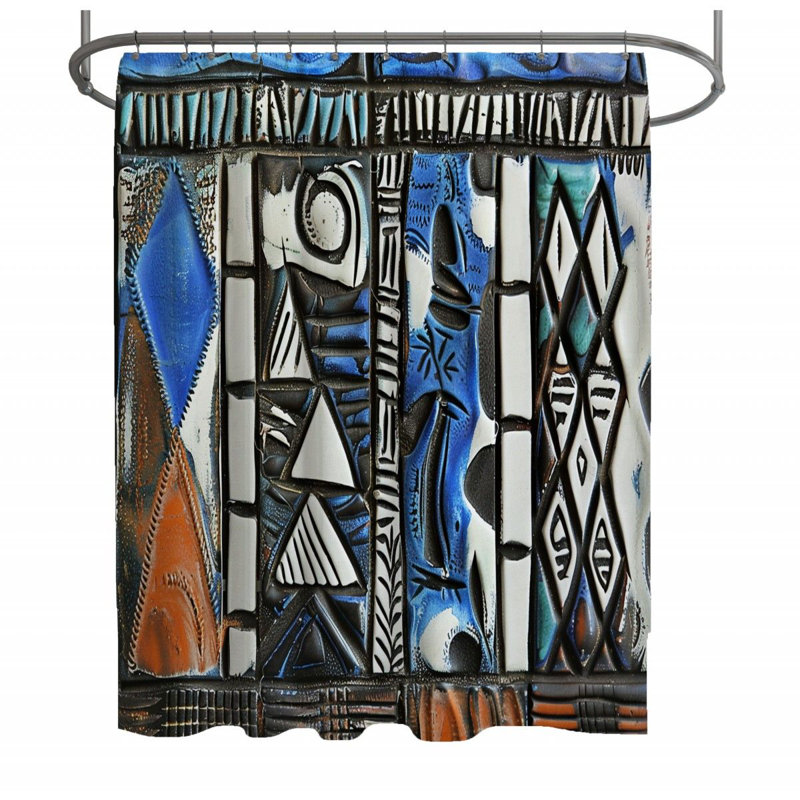 Eulos Geometric Shower Curtain, 83"H x 70"W