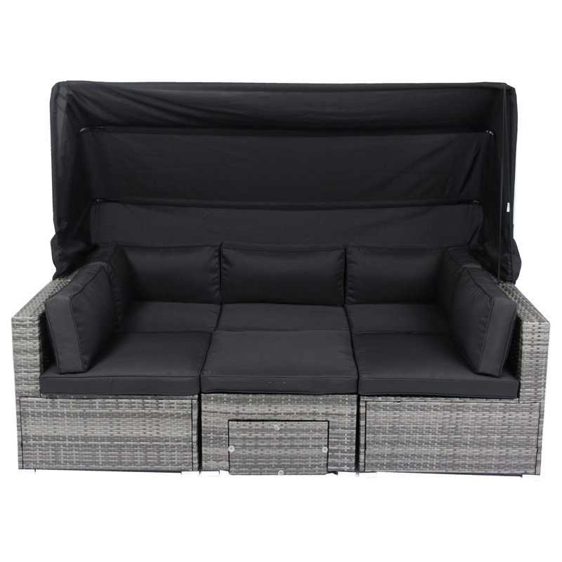 Ensemble de meubles de patio 7 pièces avec canapé modulaire en rotin et osier rétractable