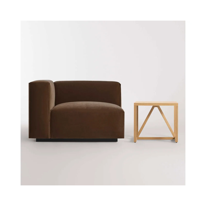 Cleon Chaise Lounge, Left Hand Facing, Coffee Velvet Polyester Blend