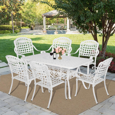 6 - Person Patio Dining Set Umbrella Hole Included Rectangular Table