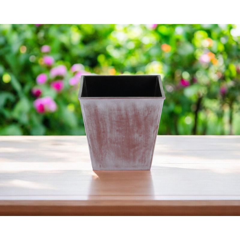 Pot à fleur rectangulaire d'intérieur et d'extérieur 5 po en plastique recyclé brun et ivoire