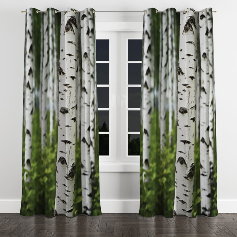 Blanc et vert bouleau Whispers III - Rideau à œillets traditionnel - Velours obscurcissant - 1 panneau, L 52 po x L 90 po